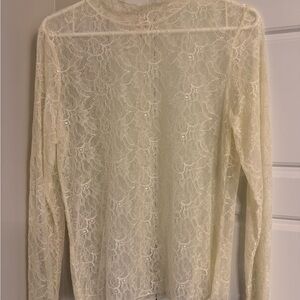 Elegant Lace Long Sleeve Top - Cream